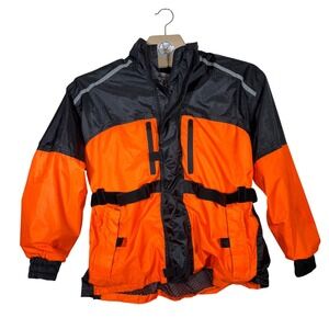 River Road Hi Vis Motorcycle Jacket Mens M Orange Waterproof Reflective